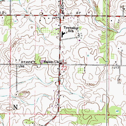 Topographic Map of Salem Church, OH