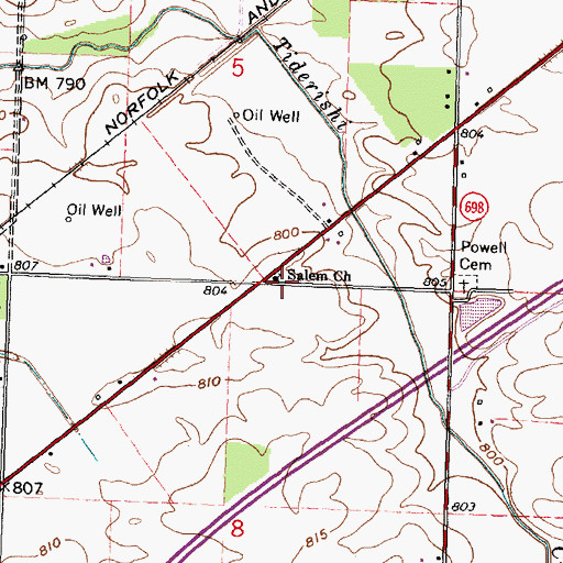 Topographic Map of Salem Church, OH