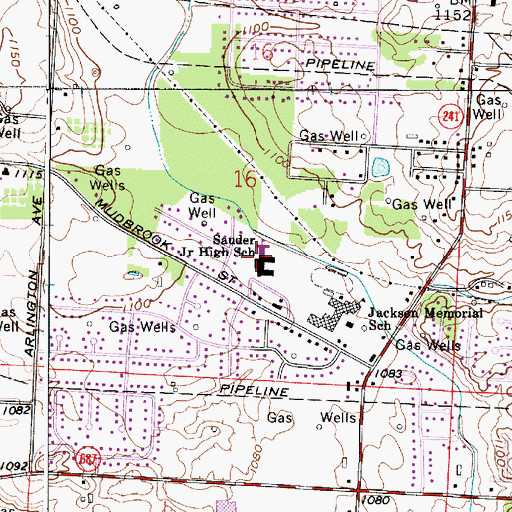 Topographic Map of Sauder Junior High School, OH