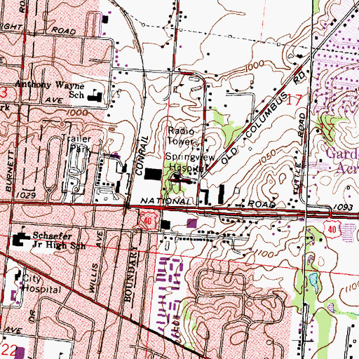 Topographic Map of Schaefer Middle School, OH