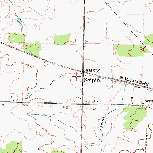 Topographic Map of Scipio, OH