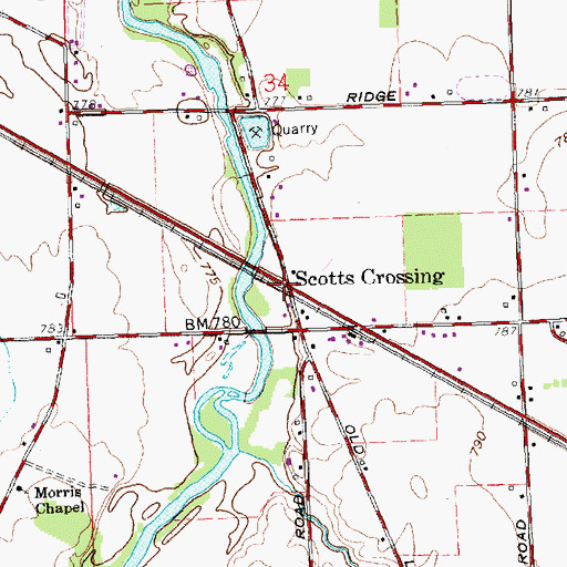 Topographic Map of Scotts Crossing, OH