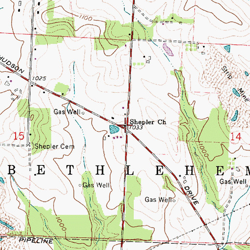 Topographic Map of Shepler Church, OH