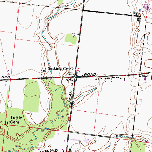 Topographic Map of Sinking Creek Baptist Church, OH