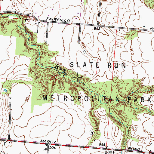 Topographic Map of Slate Run Metropolitan Park, OH