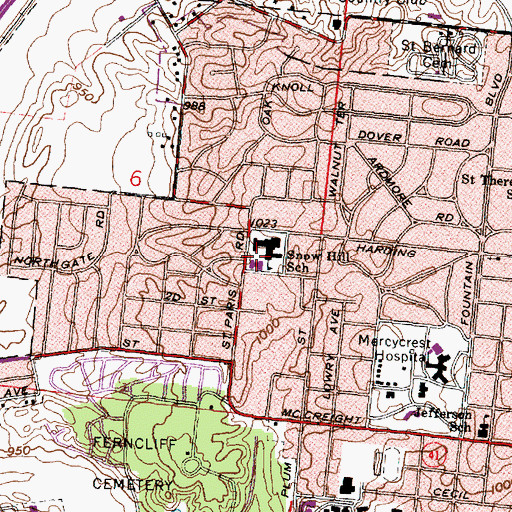 Topographic Map of Snow Hill School, OH
