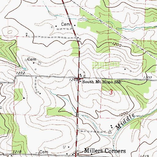 Topographic Map of South Mount Hope School, OH