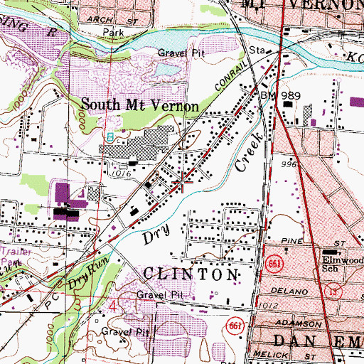 Topographic Map of South Mount Vernon, OH