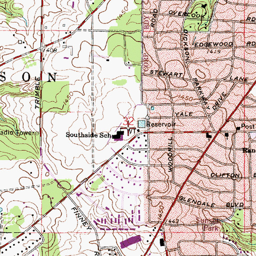 Topographic Map of Southside School, OH