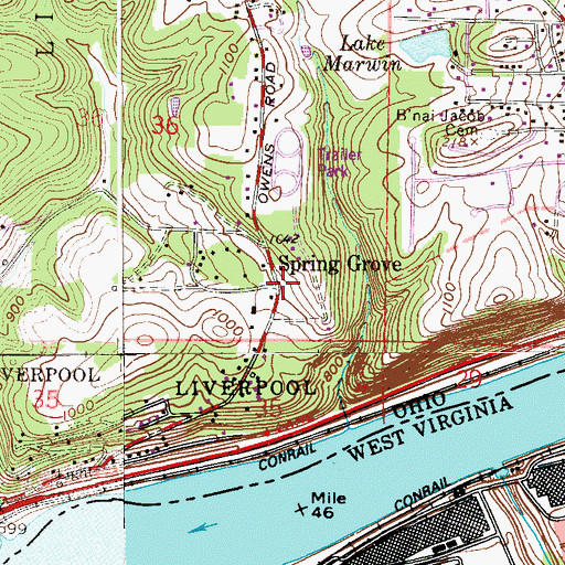 Topographic Map of Spring Grove, OH