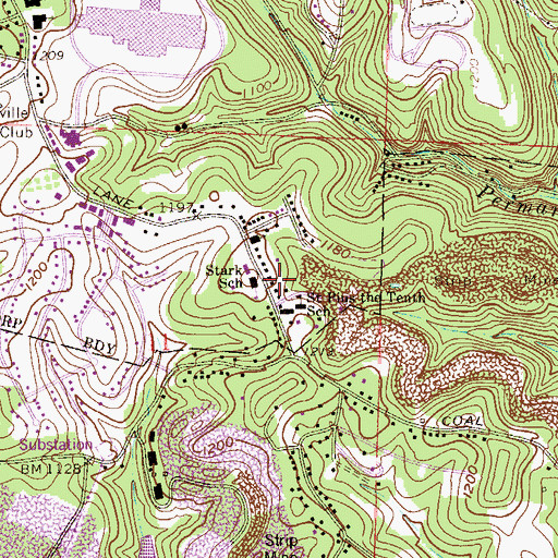 Topographic Map of Stark School, OH