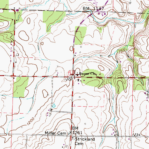 Topographic Map of Stone Church, OH