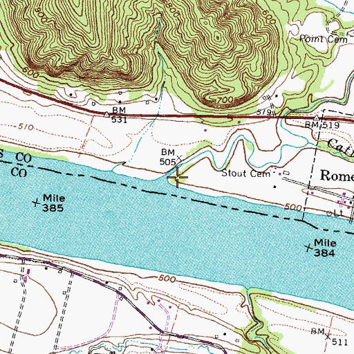 Topographic Map of Stout Run, OH