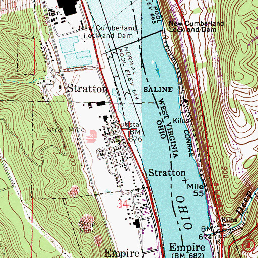 Topographic Map of Stratton, OH