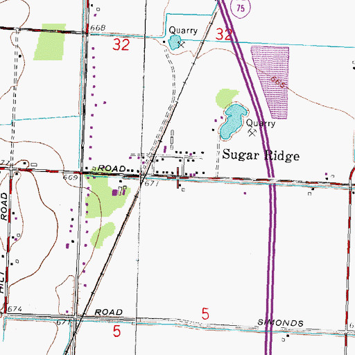 Topographic Map of Sugar Ridge, OH