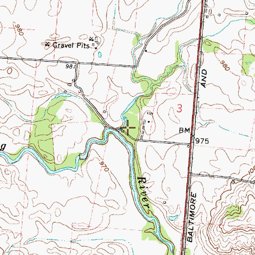 Topographic Map of Sycamore Creek, OH
