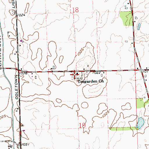Topographic Map of Teegarden Congregational Christian Church, OH