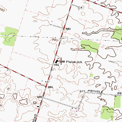 Topographic Map of The Plains School, OH