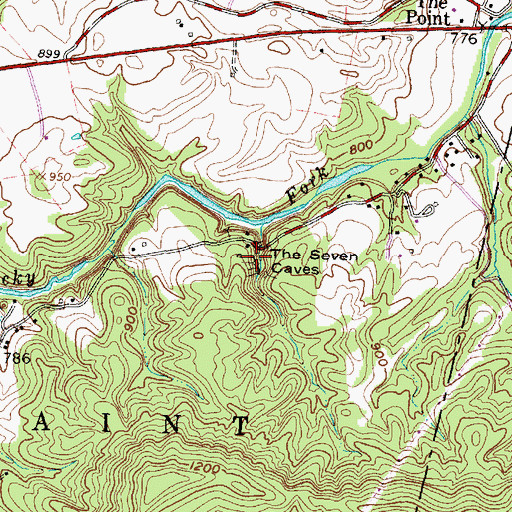 Topographic Map of The Seven Caves, OH