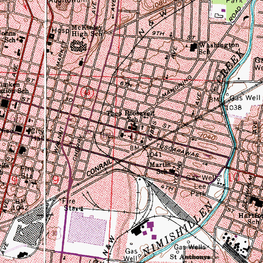 Topographic Map of Theo Roosevelt School, OH