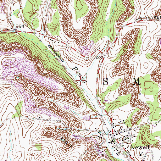 Topographic Map of Thompson Run, OH