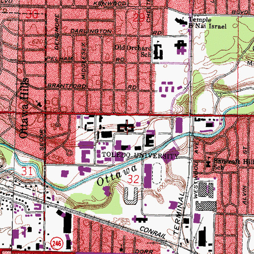 Topographic Map of University of Toledo, OH