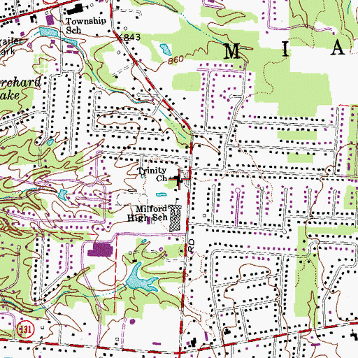 Topographic Map of Trinity United Methodist Church, OH