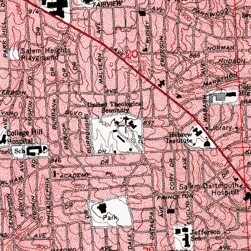 Topographic Map of United Theological Seminary, OH