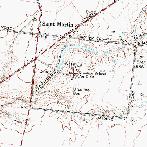 Topographic Map of Ursuline School for Girls, OH