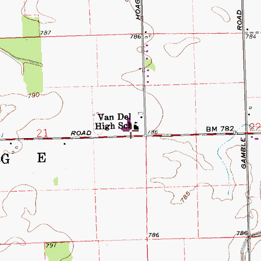 Topographic Map of Van Del High School, OH