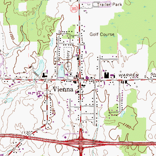 Topographic Map of Vienna, OH