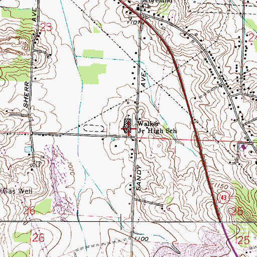 Topographic Map of Walker Junior High School, OH