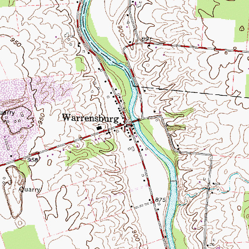 Topographic Map of Warrensburg, OH