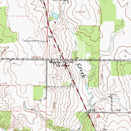 Topographic Map of Wayne Presbyterian Church, OH