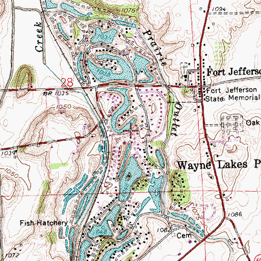 Topographic Map of Wayne Lakes Park, OH