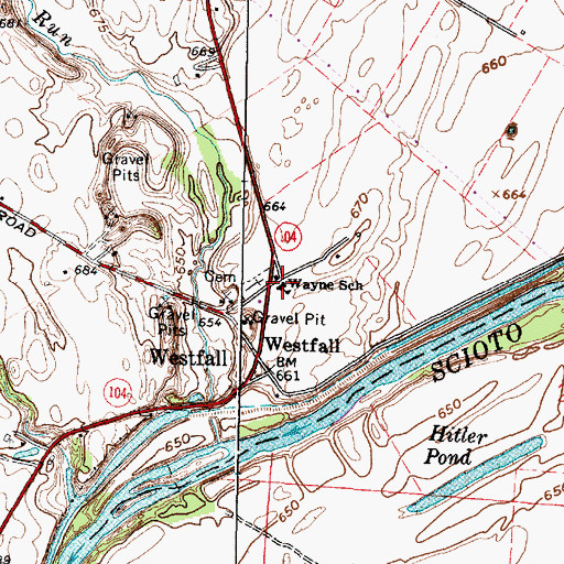 Topographic Map of Wayne School, OH