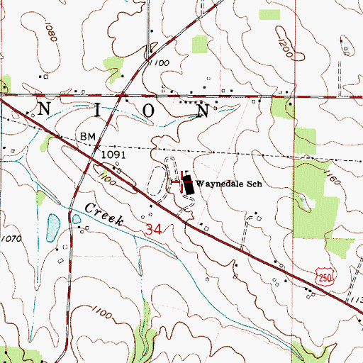 Topographic Map of Waynedale School, OH