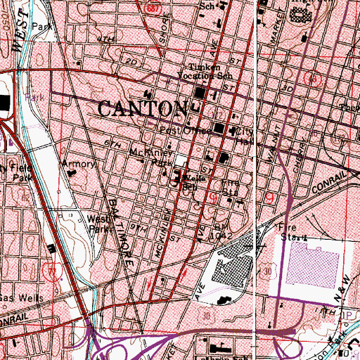 Topographic Map of Wells School, OH