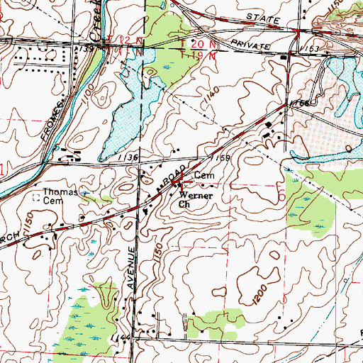 Topographic Map of Werner Church, OH