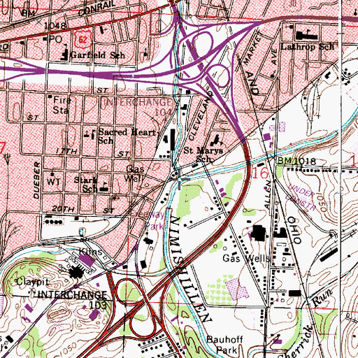 Topographic Map of West Branch Nimishillen Creek, OH