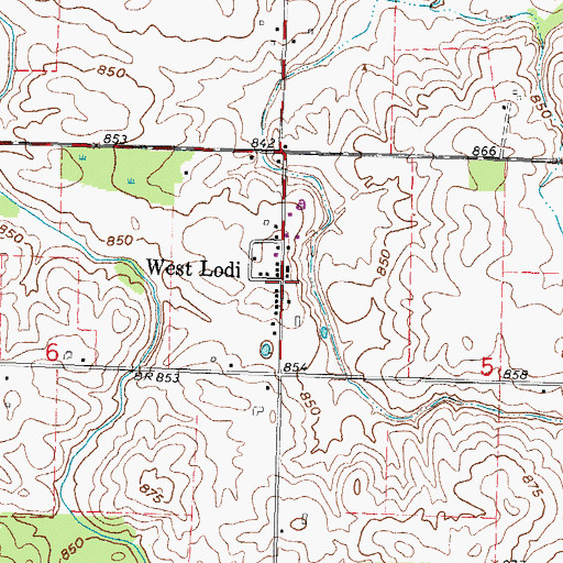 Topographic Map of West Lodi, OH