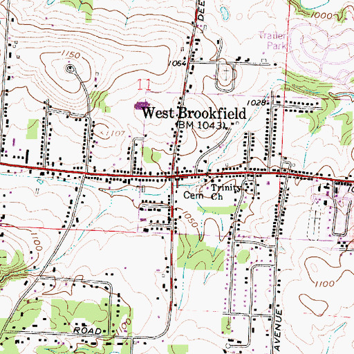 Topographic Map of West Brookfield, OH