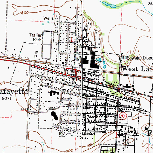Topographic Map of West Lafayette, OH