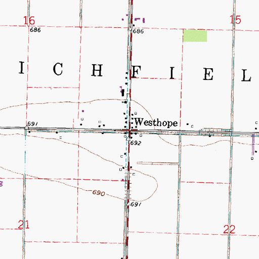 Topographic Map of Westhope, OH