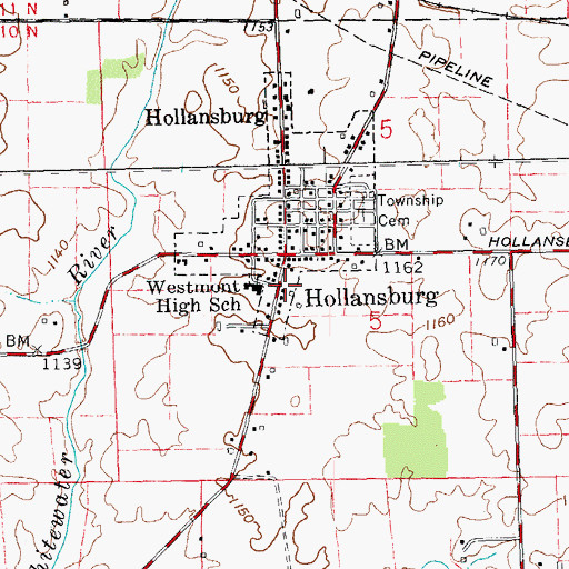Topographic Map of Westmont High School, OH