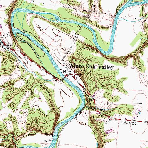Topographic Map of White Oak Valley, OH