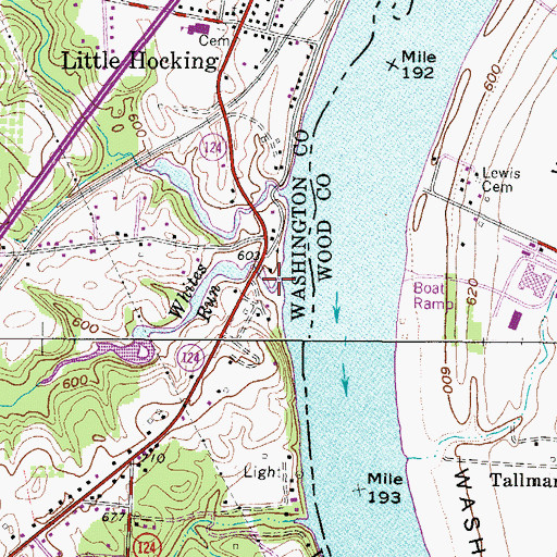 Topographic Map of Whites Run, OH