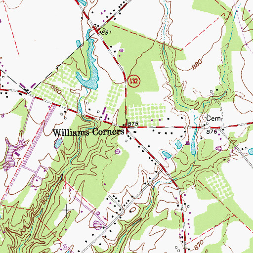 Topographic Map of Williams Corners, OH
