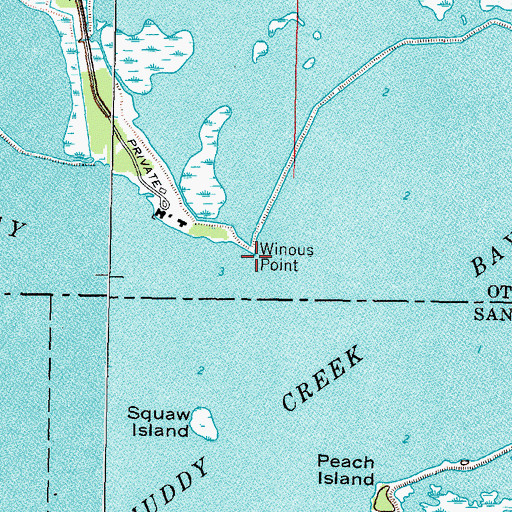 Topographic Map of Winous Point, OH