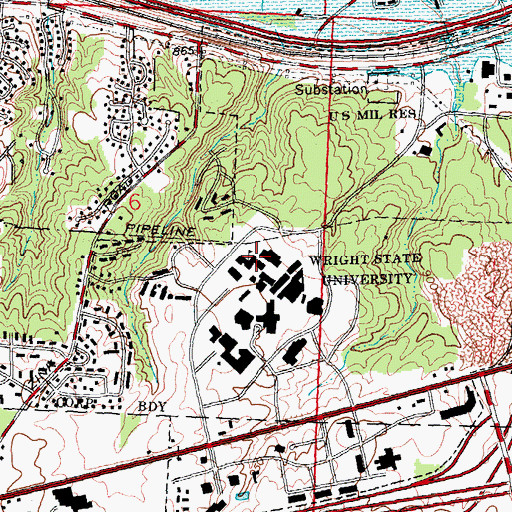 Topographic Map of Wright State University, OH
